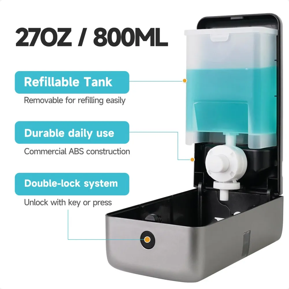 AIKE Dispensador de jabón de acero inoxidable de 37 onzas líquidas con bomba de latón antifugas, AK1003 Silver