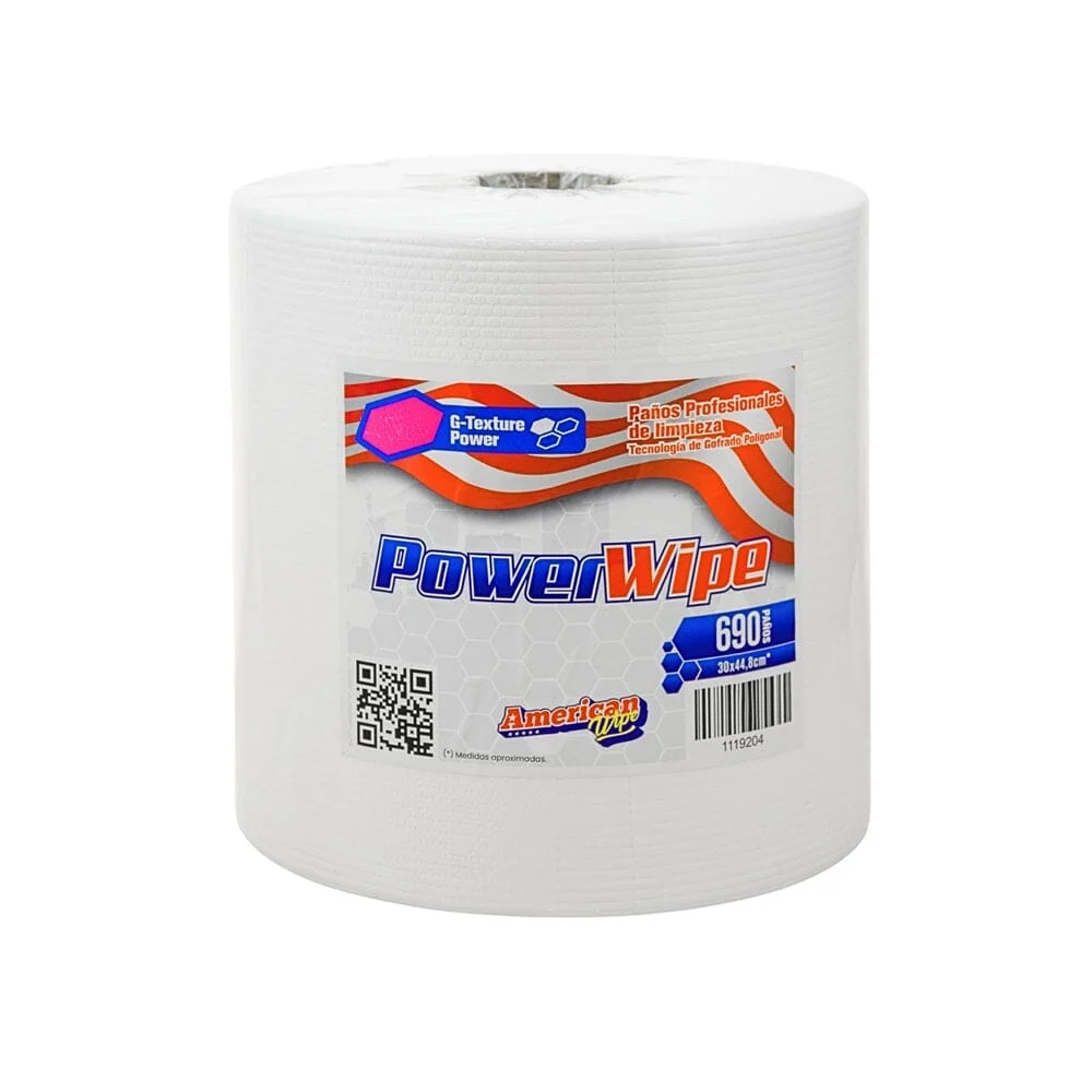 Paño Power Wipe Gofrado Bobina 690 Paños AMERICAN WIPE
