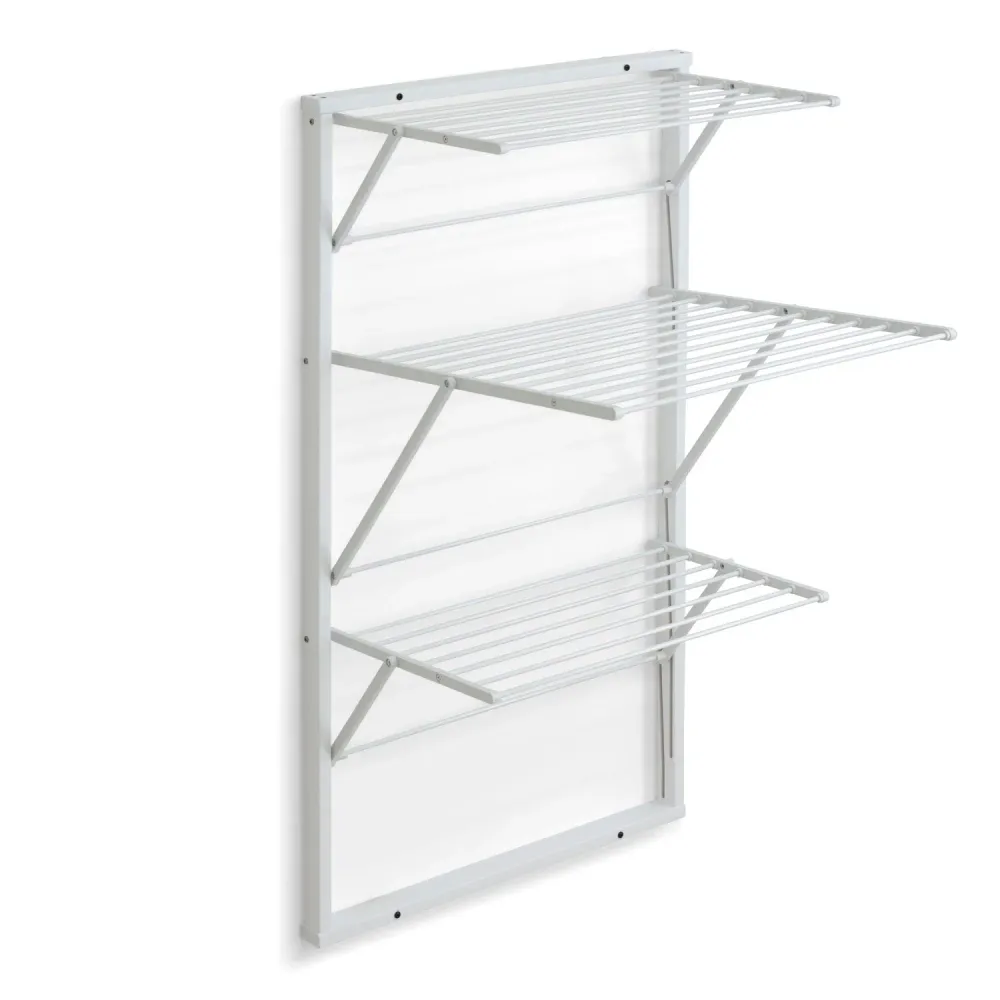 ARIT - Tendedero Pared KARIM, Tendedero plegable pared, Madera, Cerrable – 15 m Tendedero Extensible, Color: Blanco Arreda...