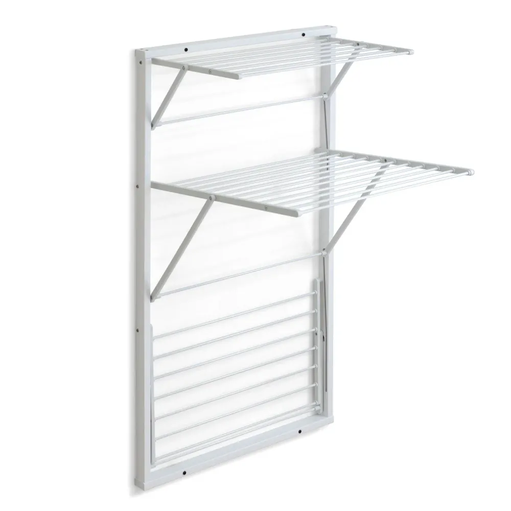 ARIT - Tendedero Pared KARIM, Tendedero plegable pared, Madera, Cerrable – 15 m Tendedero Extensible, Color: Blanco Arreda...