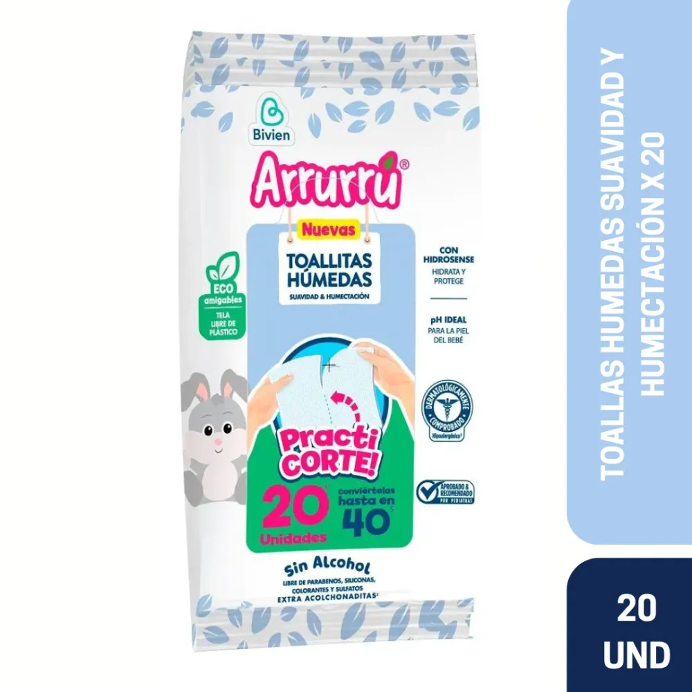 TOALLAS HUMEDAS SUAVIDAD Y HUMECTACIÓN X20 ARRURRU