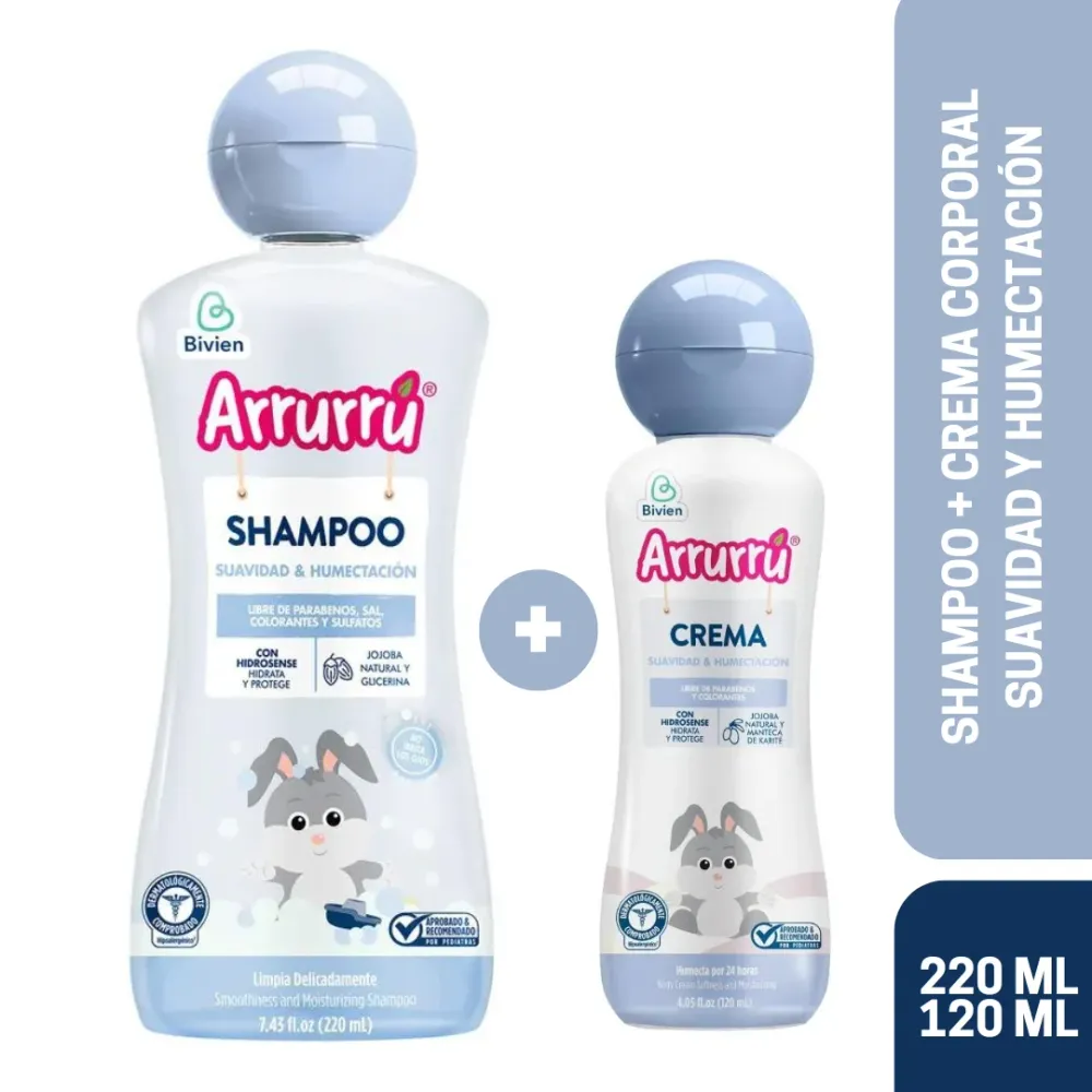 SHAMPOO SUAVIDAD Y HUMECTACIÓN X220 ML + CREMA SUAVIDAD Y HUMECTACIÓN X120 ML AAB321 ARRURRU ARRURU