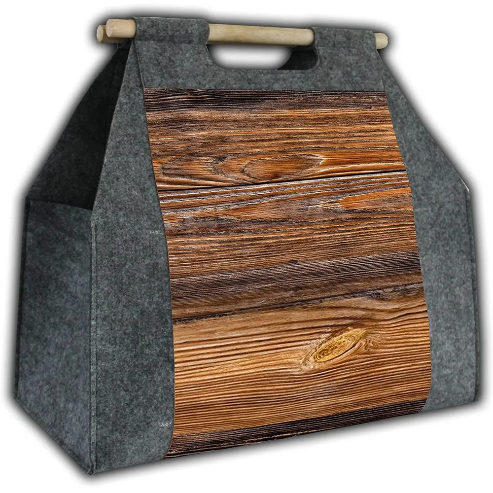 Bolsa de leñ Bolsa de leñ rectangular con asa de transporte Madera Bertoni