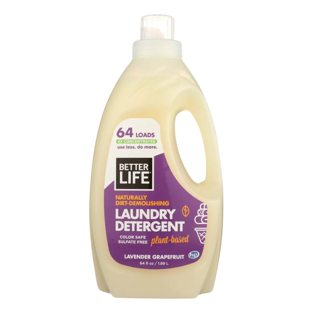 Detergente para ropa Better Life - Lavanda y pomelo - Caja de 4 - 64 fl oz (paquete de 4)
