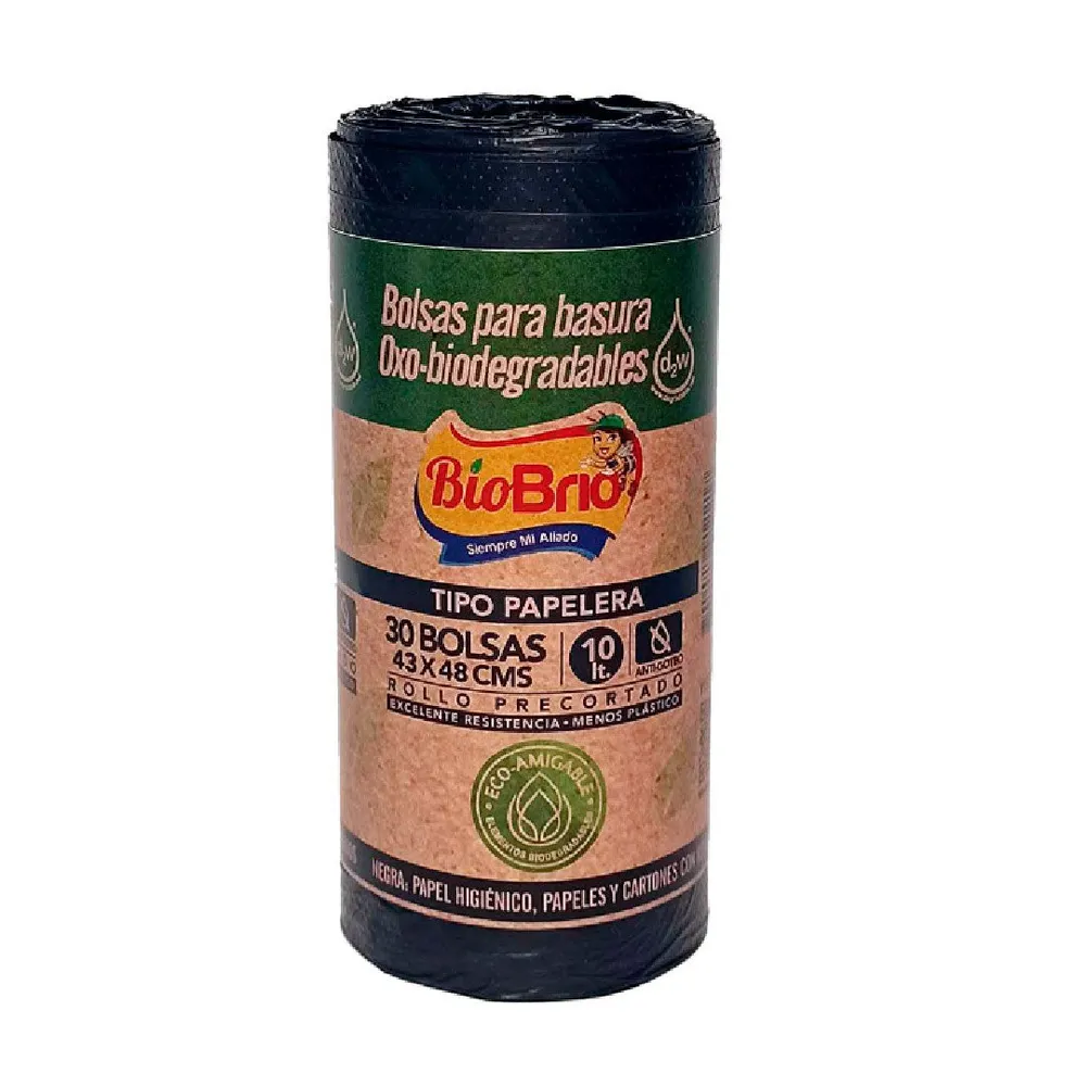 BOLSA BASURA BRIO 30U PAPELERA NEGRA BIOBRIO