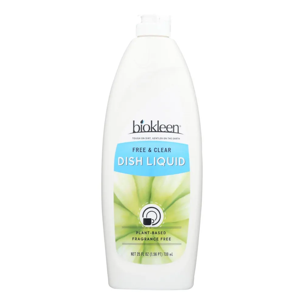 Líquido lavavajillas Biokleen - Natural - Libre y transparente - 25 oz - Caja de 6 (paquete de 6)