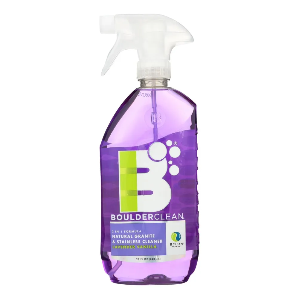 Limpiador natural de granito y acero inoxidable Boulder Clean Lavender Vanilla - Caja de 6 - 28 FZ (paquete de 6)