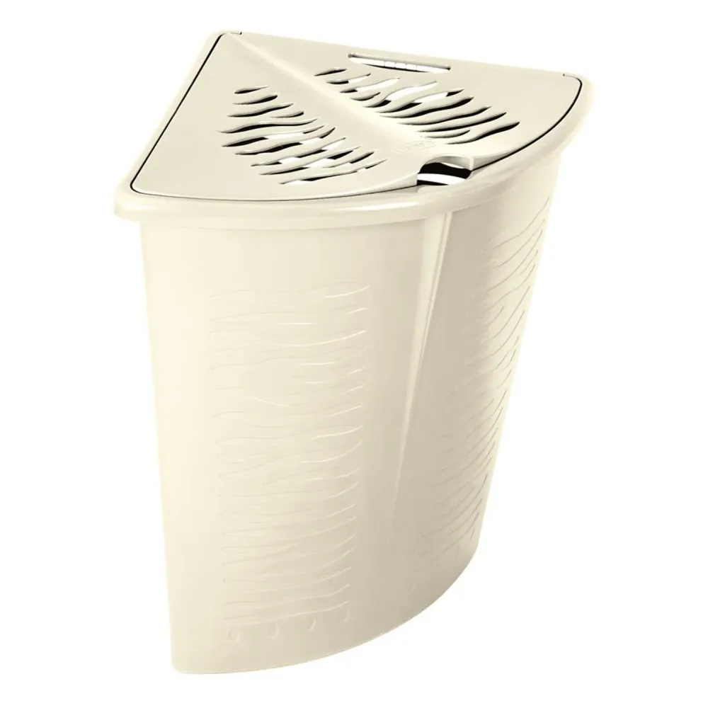 BranQ - Cesto de la ropa sucia de esquina 45L | beige cebra | cesto de la ropa sucia de esquina | plástico
