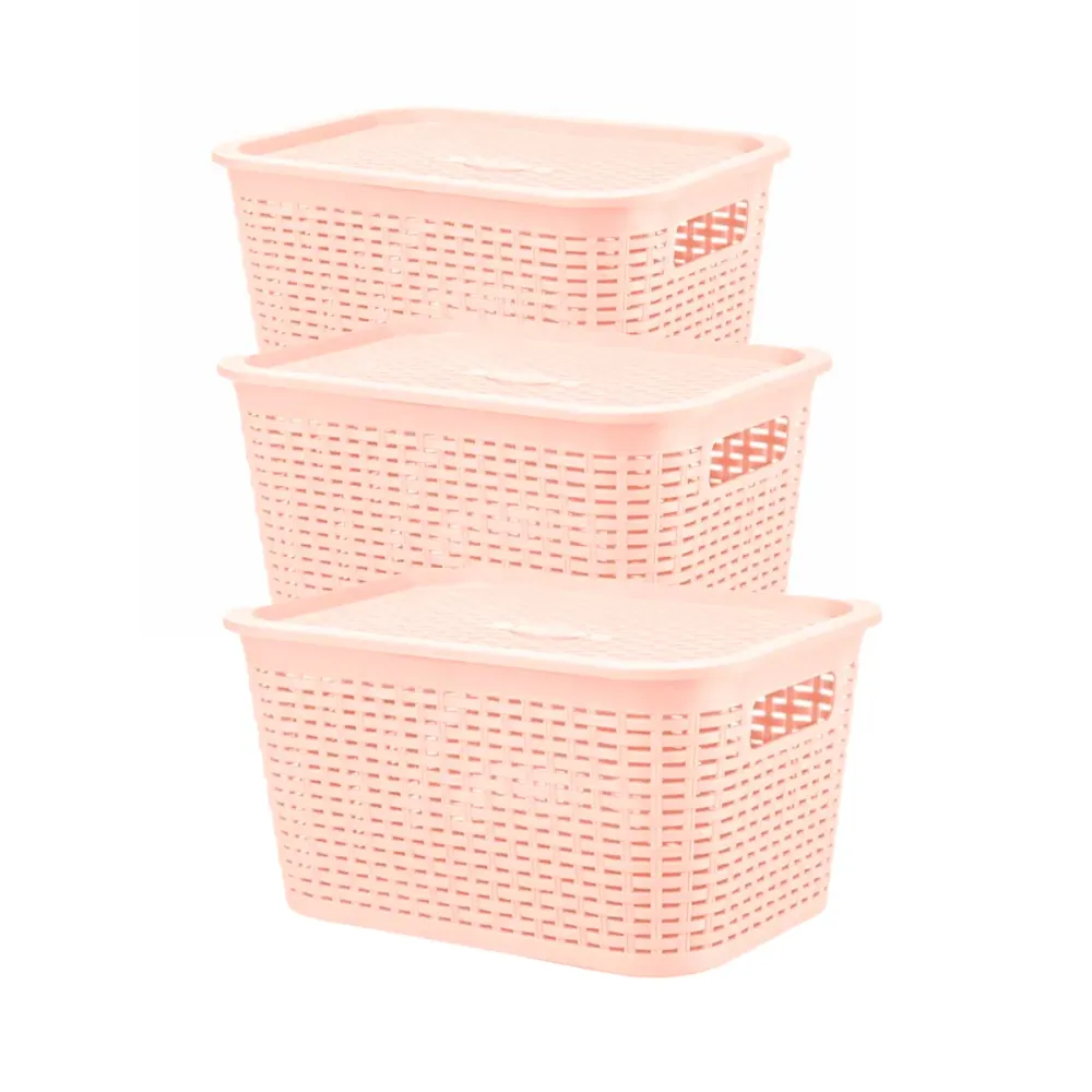 Caja Organizadora Ratán 6 Lt. / Pack 3 Un. Blanco