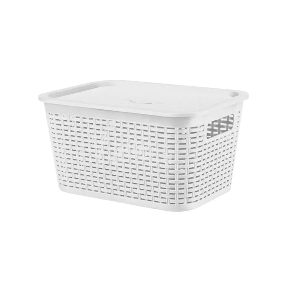 Caja Organizadora Ratán 6 Lt. / Pack 3 Un. Blanco