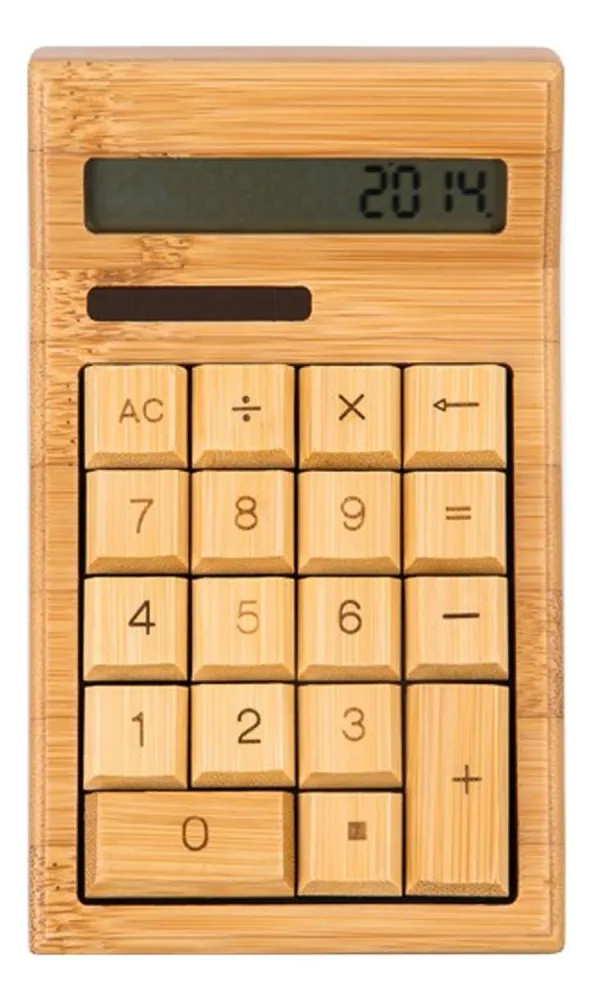 Calculadora Mesa Escritorio Bambú 12 Dígitos Solar Ecológico