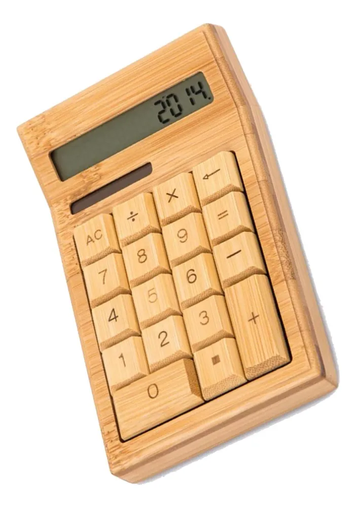 Calculadora Mesa Escritorio Bambú 12 Dígitos Solar Ecológico