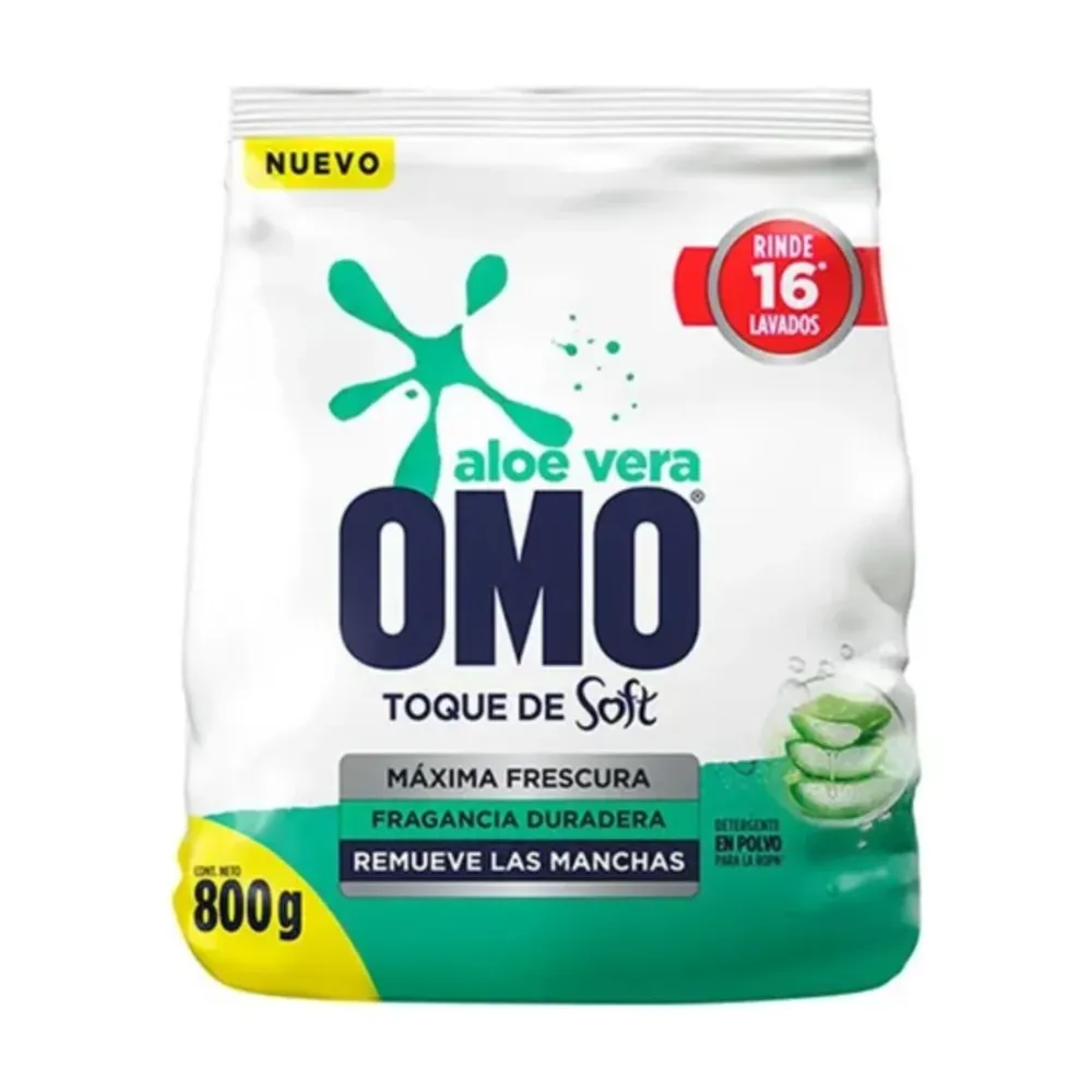 Detergente en Polvo con Toque Soft Aloe Vera Omo 800 gr Casanova