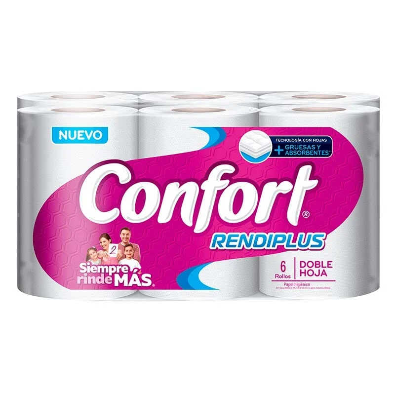 Papel Higienico Rendiplus Doble Hoja Confort 20 Metros 6 Un Casanova