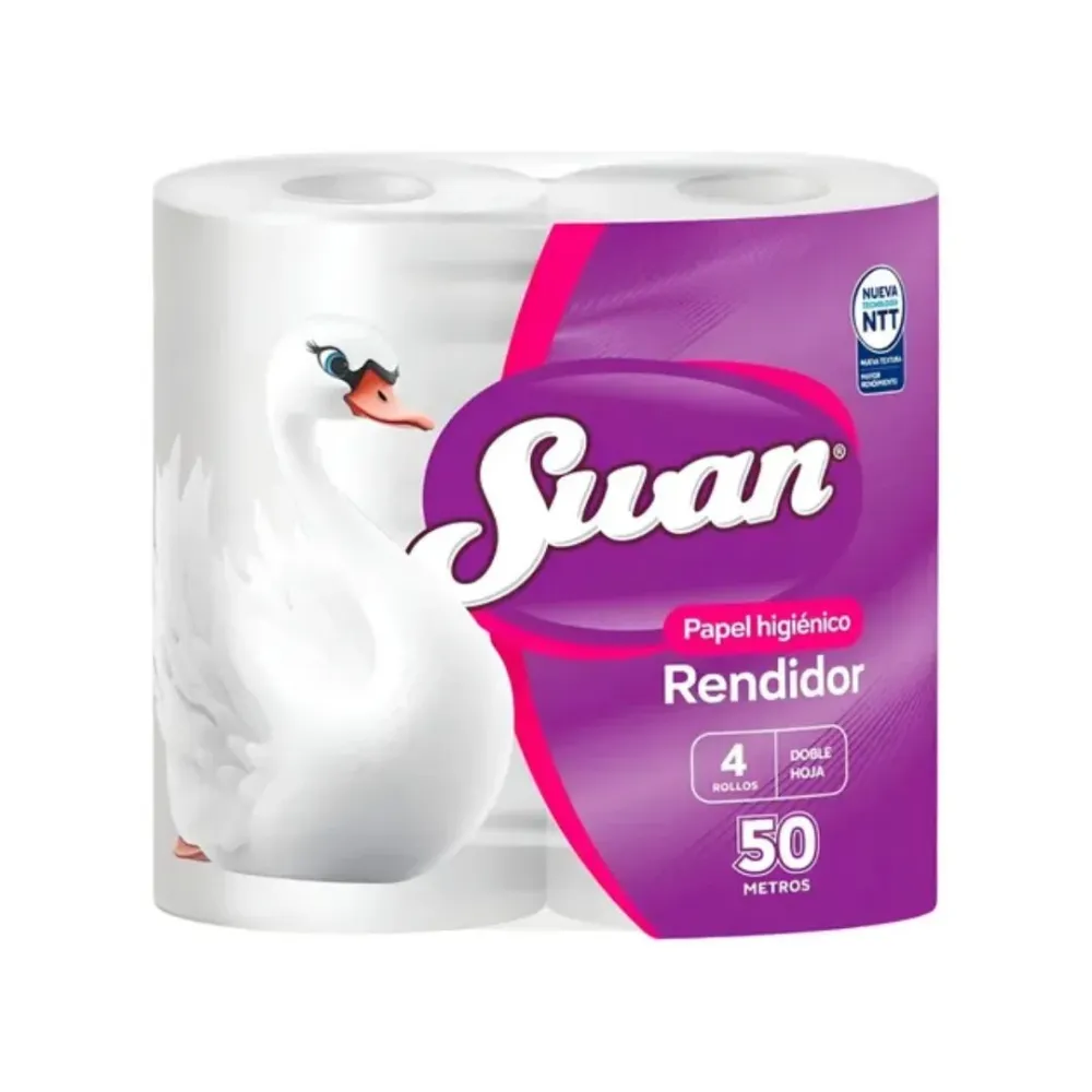 Papel Higiénico Swan Rendidor Doble Hoja 50m X 4 Rollos Casanova