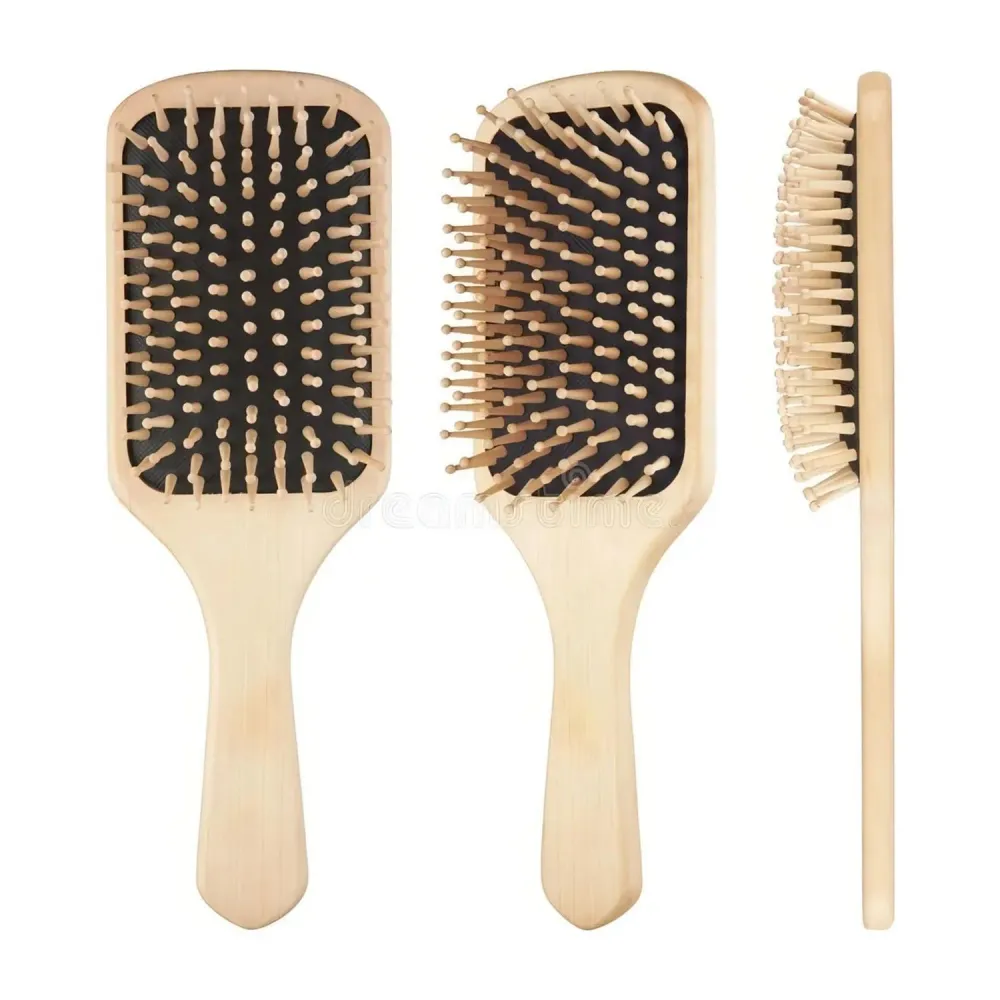 Cepillo Cabello Ecológico Masajeador Bambú