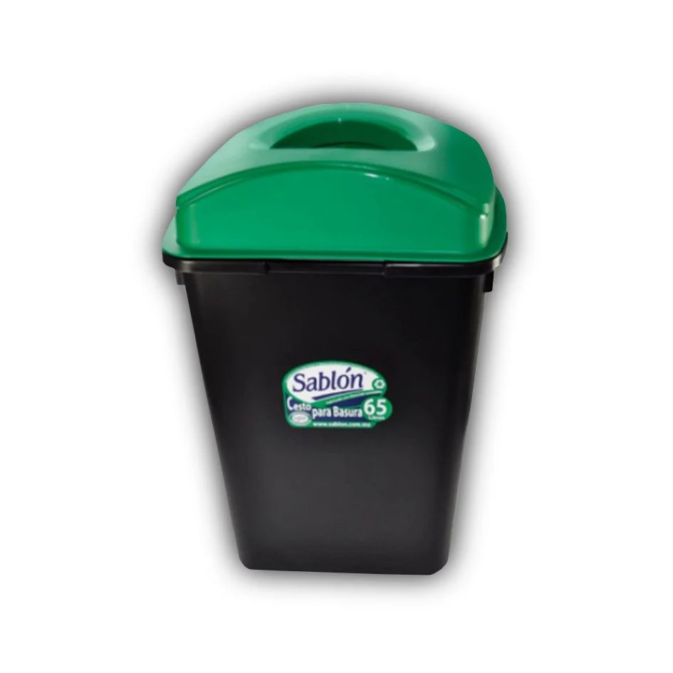 Cesto 65 lt/17.19 gls Negro y tapa Eliptica Verde
