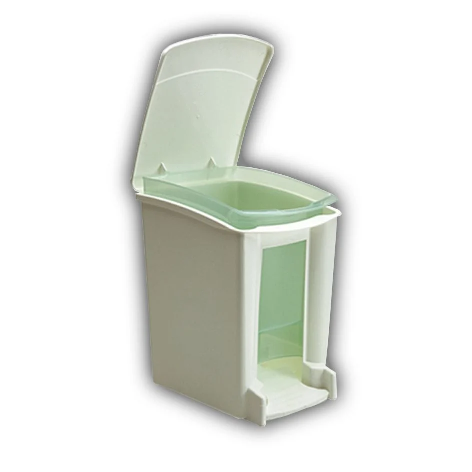 Cesto pedal 8 lts / 2.11 gal Blanco y cubeta extraible Verde uso p/baños