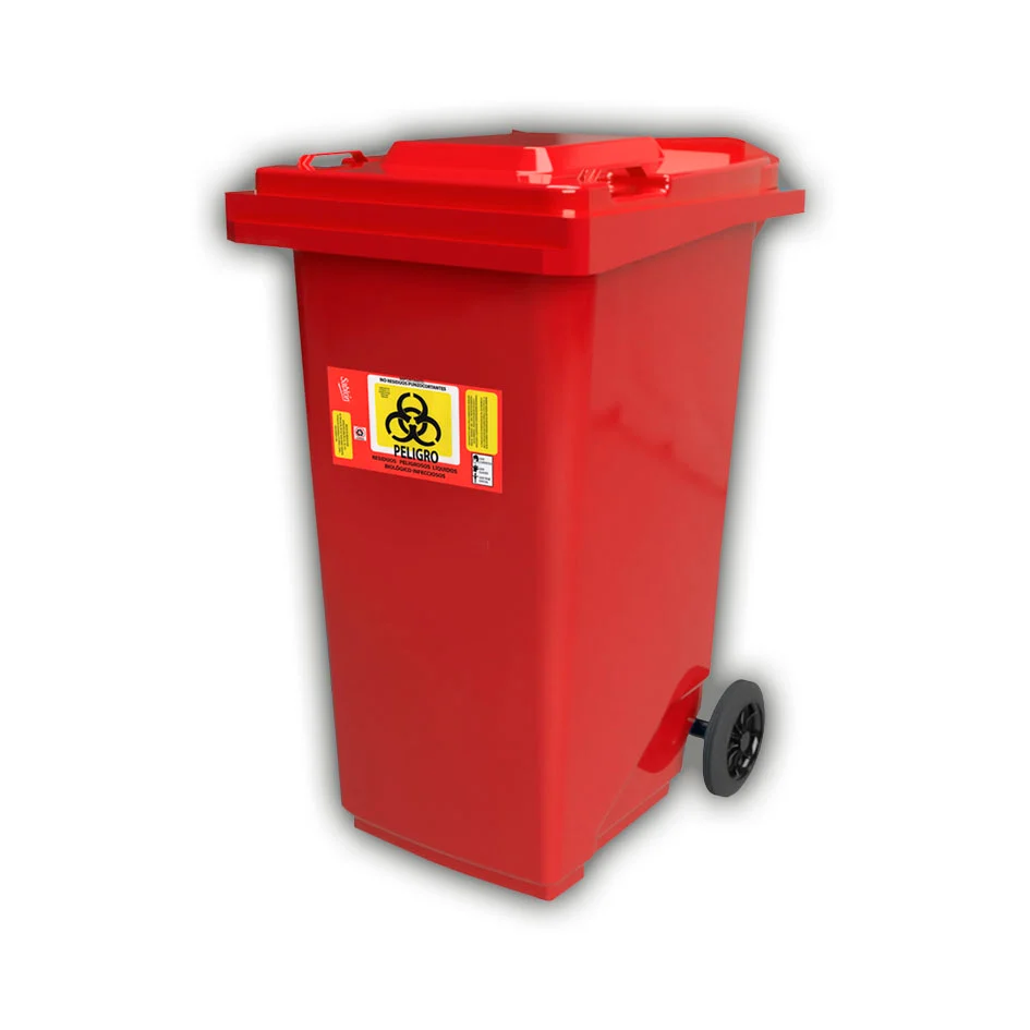 CESTO RUEDAS 240 lt ROJO USO RPBI