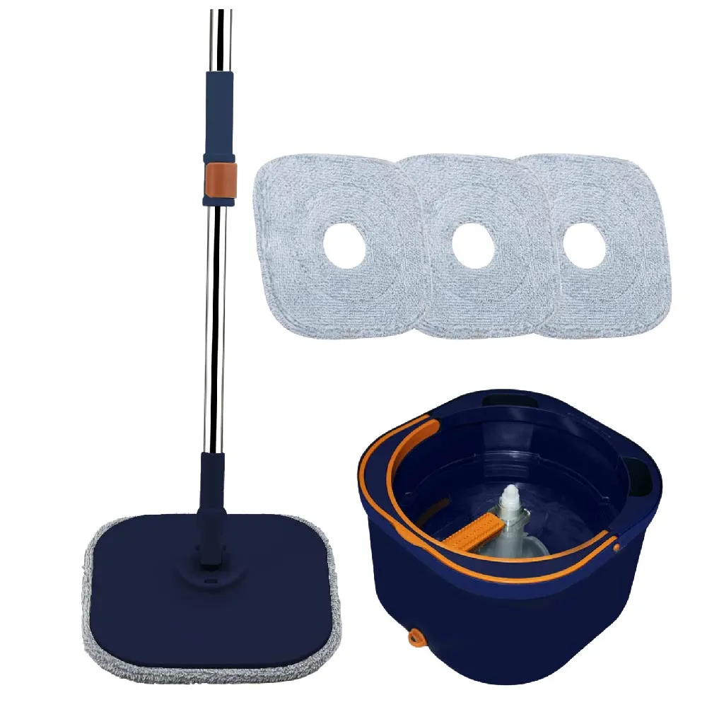Cubeta Giratoria Azul con trapeador con mopas Lavables Incluidas CHIC-FANTASY