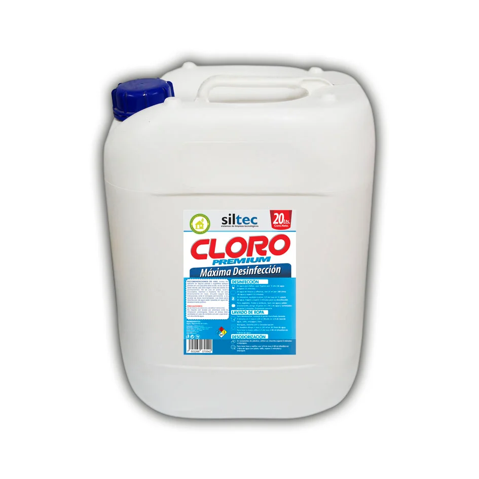 CLORO 20 LTS SILTEC PREMIUM BLANQUEADOR MUILTIUSOS, DESINFECTA Y BLANQUEA
