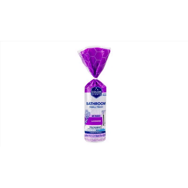 Color Scents 4 gal Lavender Scent Trash Bags Twist Tie 60 pk (Pack 8) - Open Box