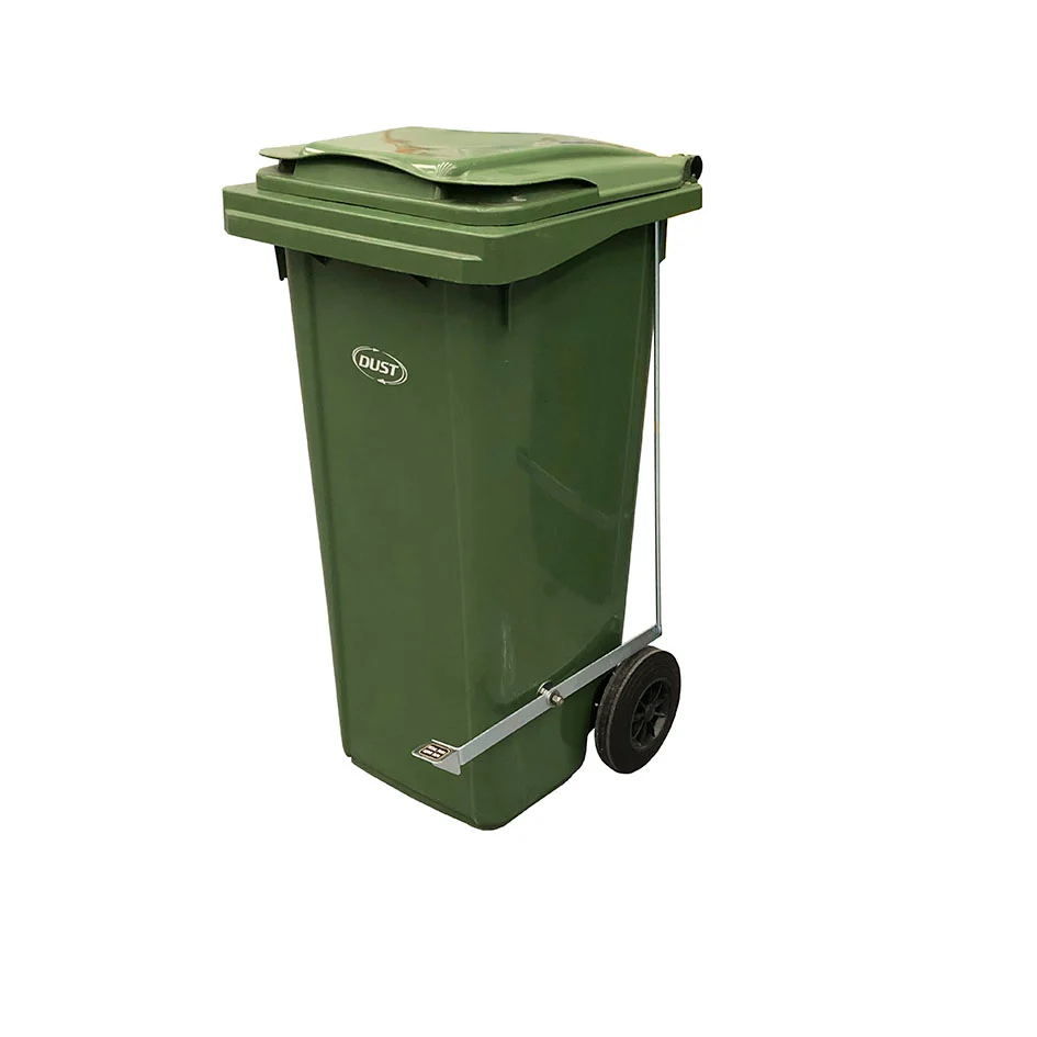 CONTENEDOR ALEMAN 120 LTS VERDE C/LLANTAS PEDAL Y TAPA ABATIBLE