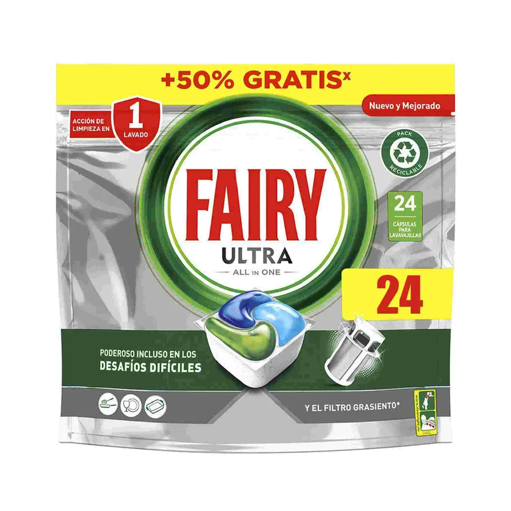 Fairy Lavavajillas Ultra Todo en Uno 24 Capsulas, 358g Cosmo Cosmetics