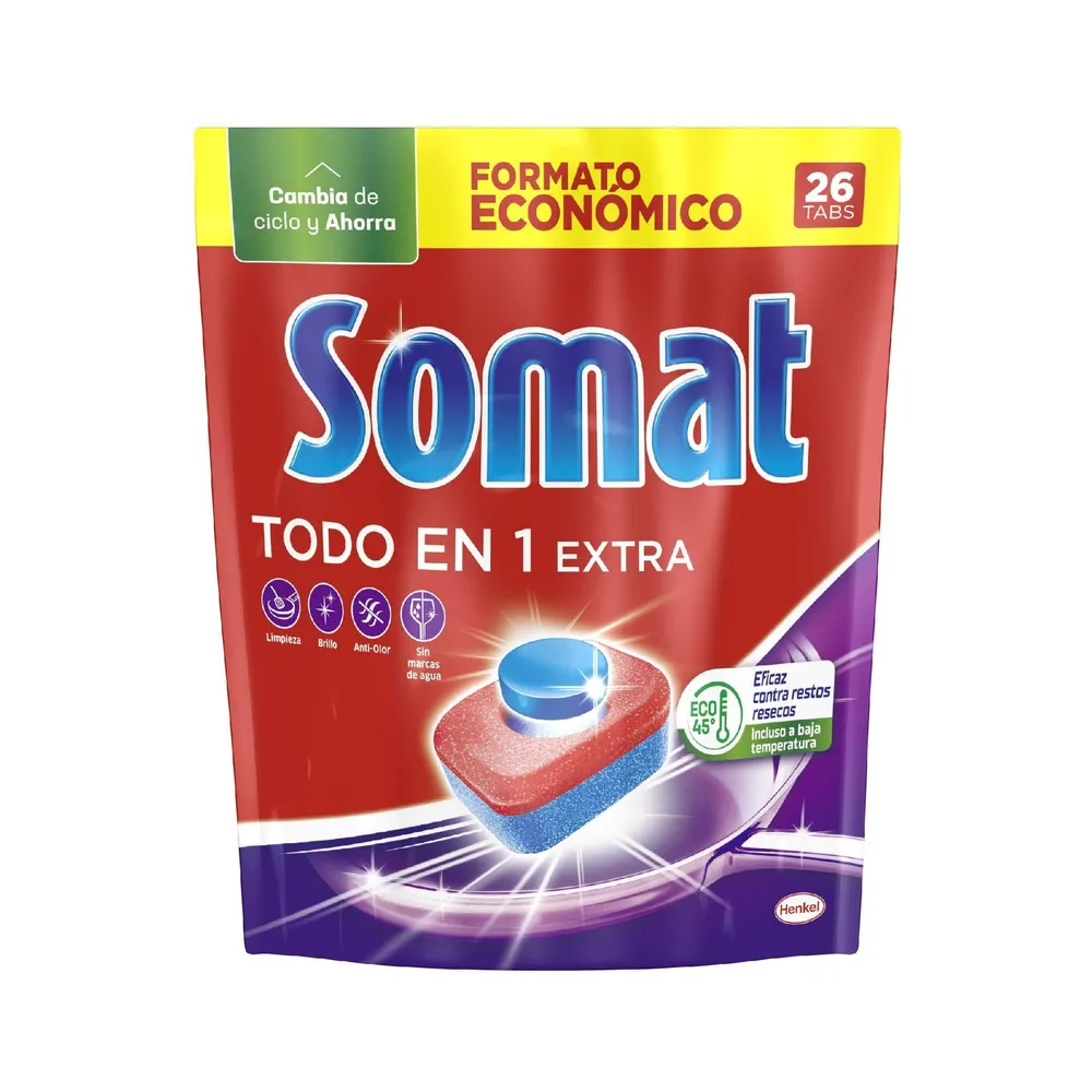 Somat Lavavajillas Todo En 1 Extra, 26 Pastillas Cosmo Cosmetics