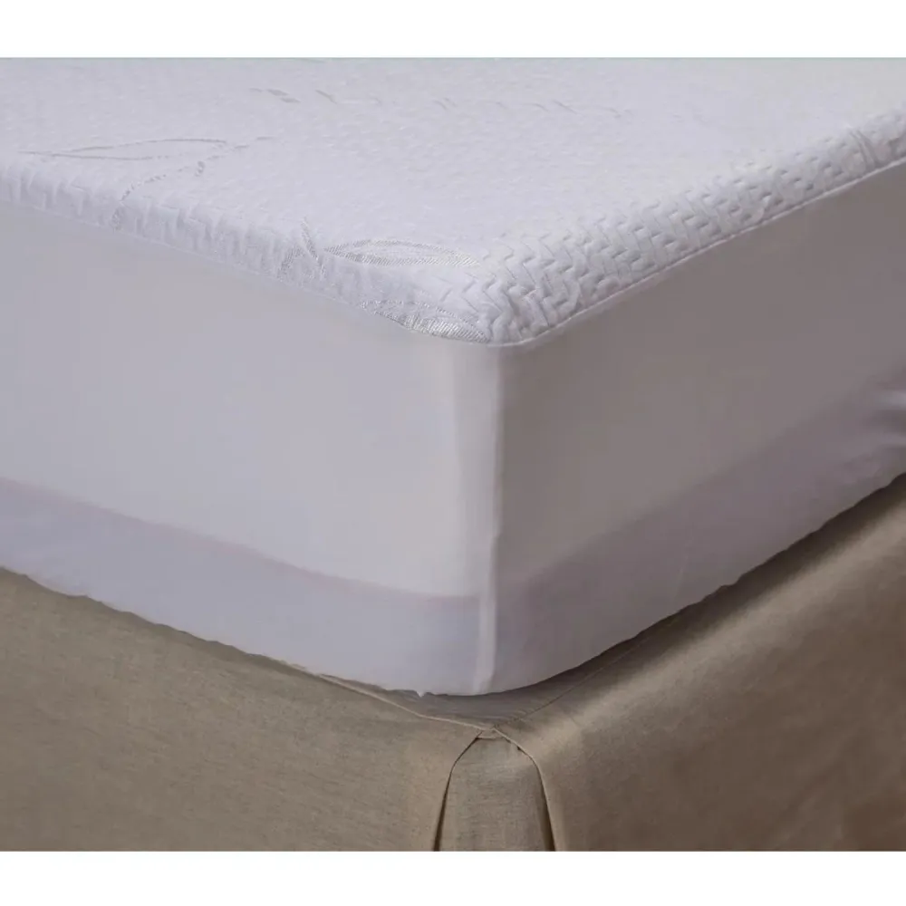 Cubre Colchon Impermeable 1.5 Plaza Bambú Blanco