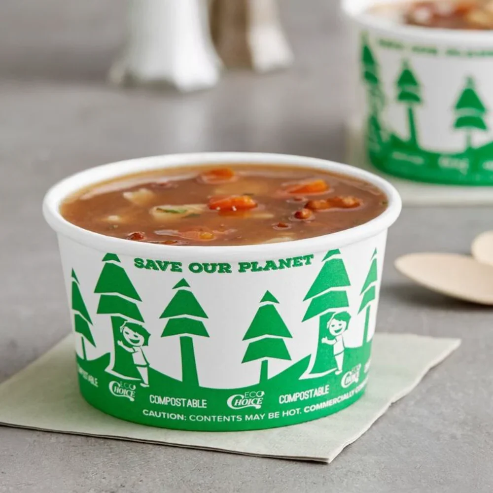 Cuencos de sopa caliente de la taza de la comida del papel de Kraft respetuoso del medio ambiente de la fuente de la fábri...