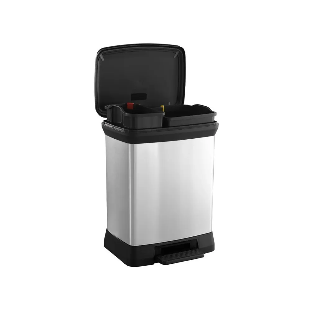 Cesta con pedal para segregación Curver Deco Bin metalizado 10 + 18L