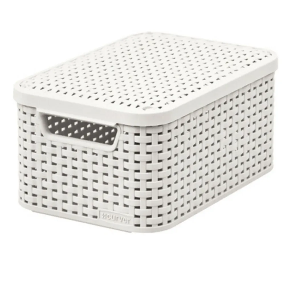 Cesta Curver, multiusos, con tapa, crema, Rattan Style M