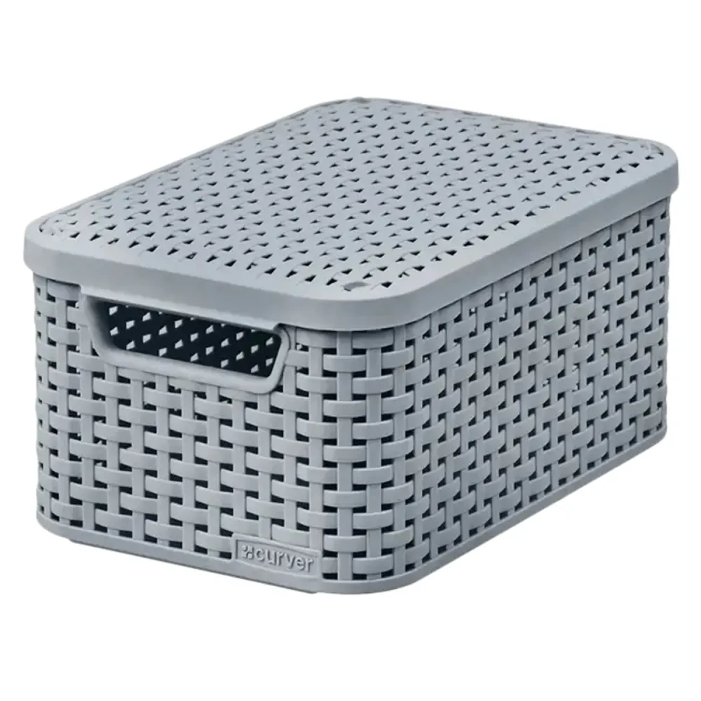 Cesta Curver Style S con tapa, Multiusos, 6 litros, Gris claro