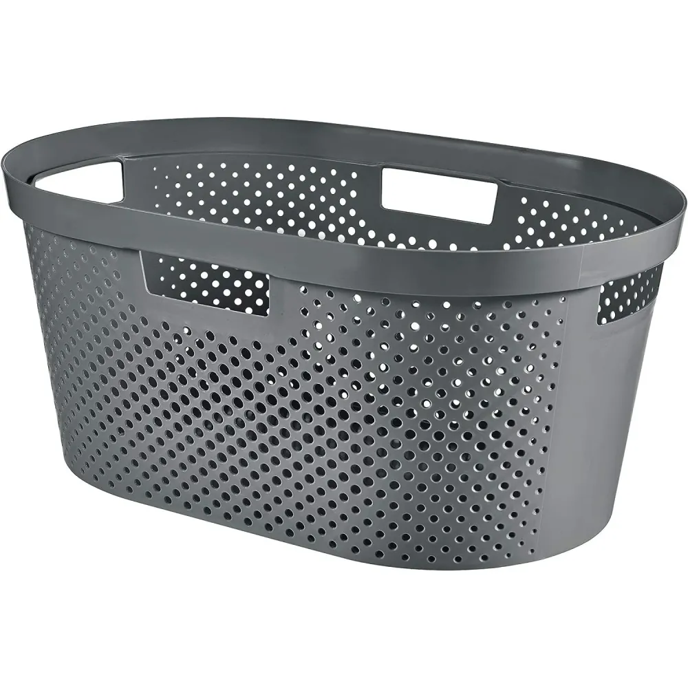 Curver Infinity Reciclado mangle / cesta de lavanderí, 40L de capacidad, gris oscuro, 100% reciclado, 245675