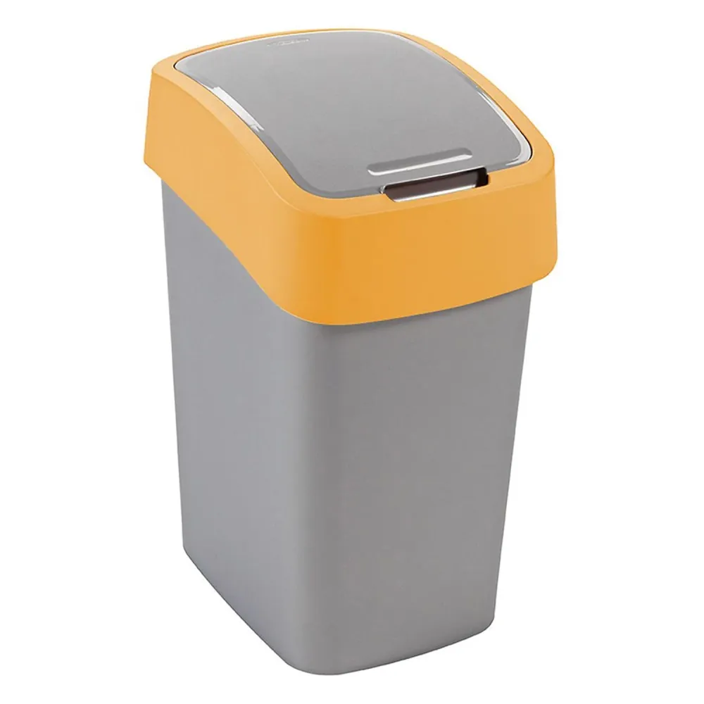 Cuver Papelera de Segregación con Tapa, Color Gris, Marco Naranja, 25L, Flip Bin Curver