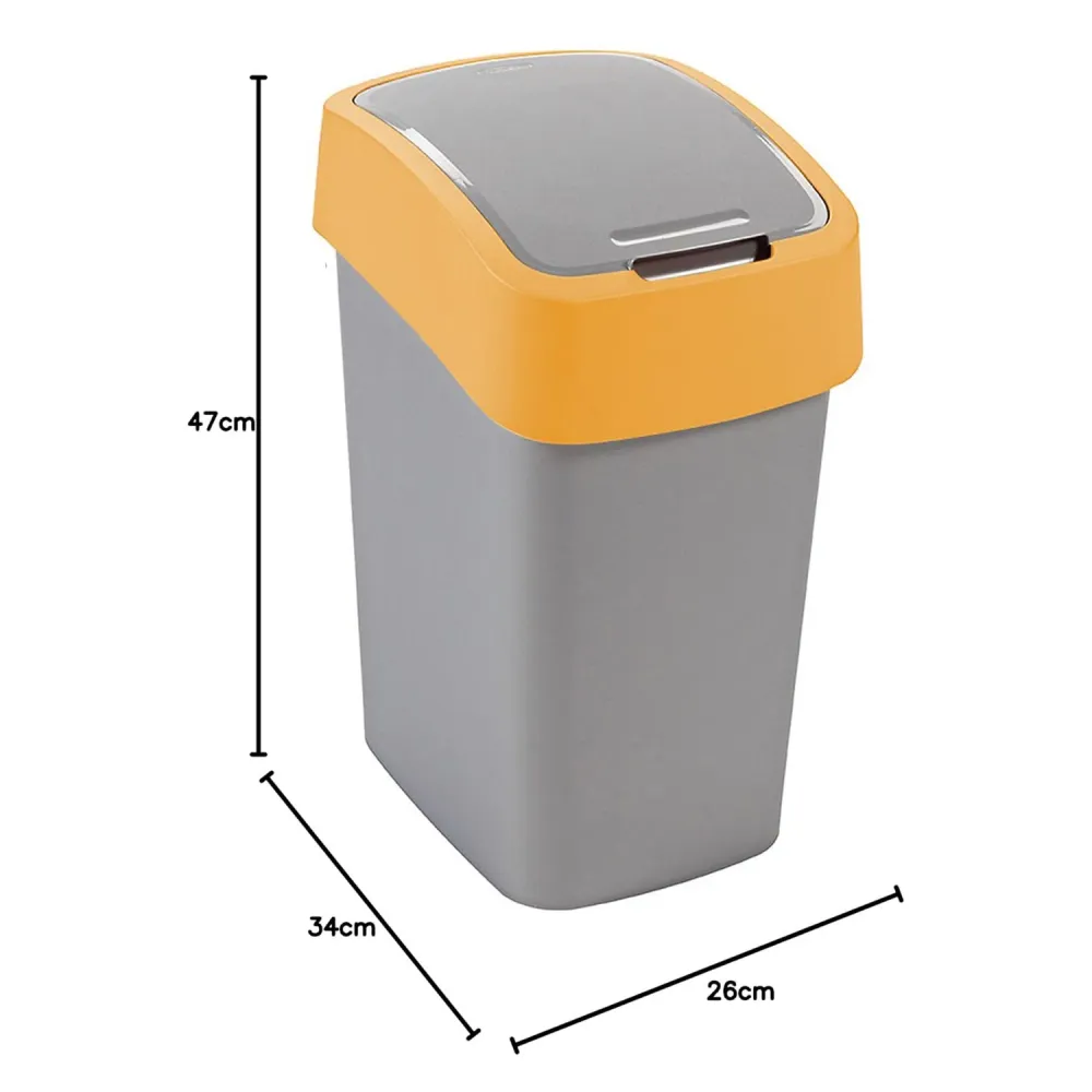 Cuver Papelera de Segregación con Tapa, Color Gris, Marco Naranja, 25L, Flip Bin Curver