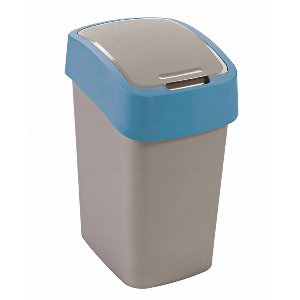 Cuver Papelera de Segregación con Tapa, Color Gris, Marco Azul, 25L, Flip Bin Curver