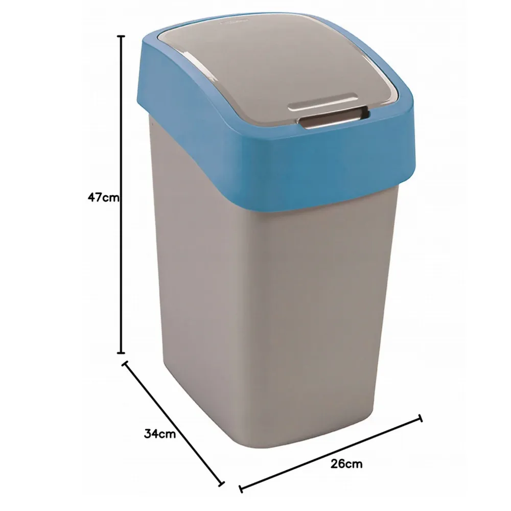 Cuver Papelera de Segregación con Tapa, Color Gris, Marco Azul, 25L, Flip Bin Curver