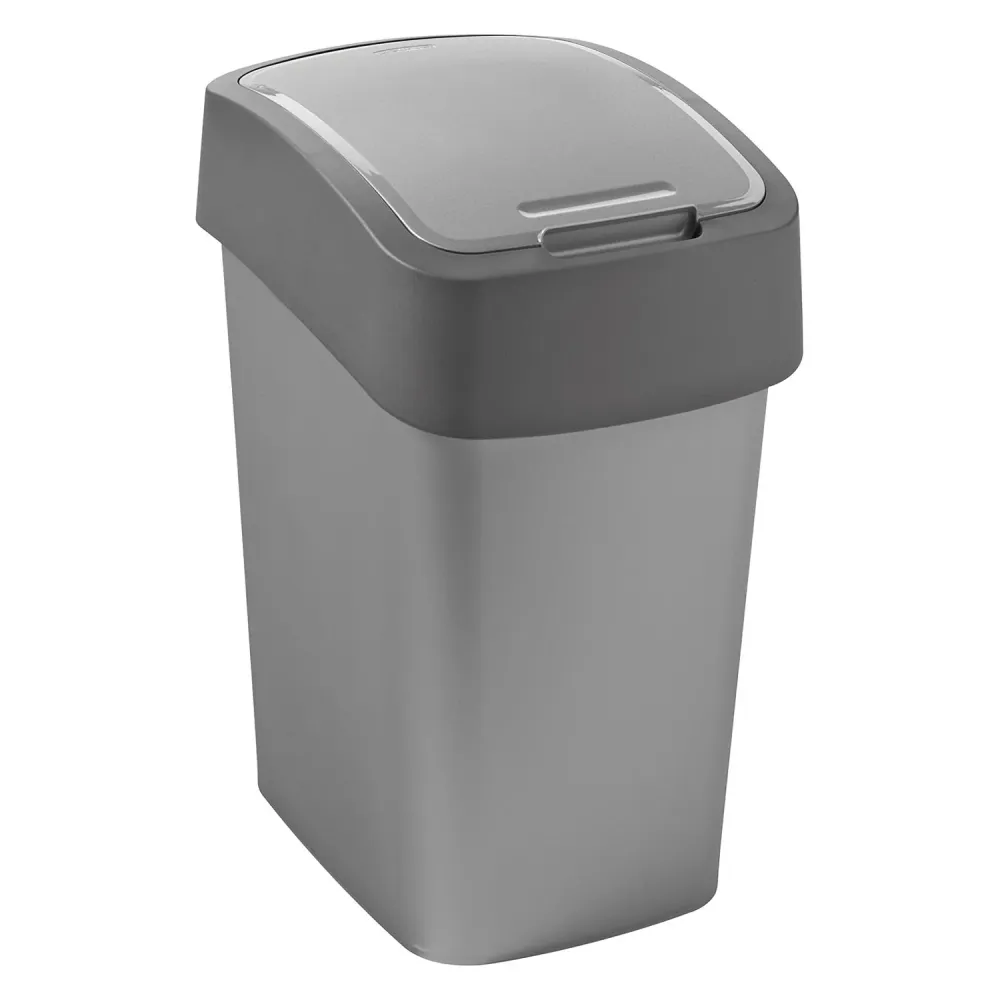Cuver Papelera de Segregación con Tapa, Color Gris, Marco Plateado, 25L, Flip Bin Curver