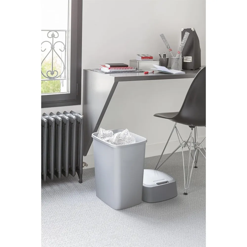 Cuver Papelera de Segregación con Tapa, Color Gris, Marco Plateado, 25L, Flip Bin Curver