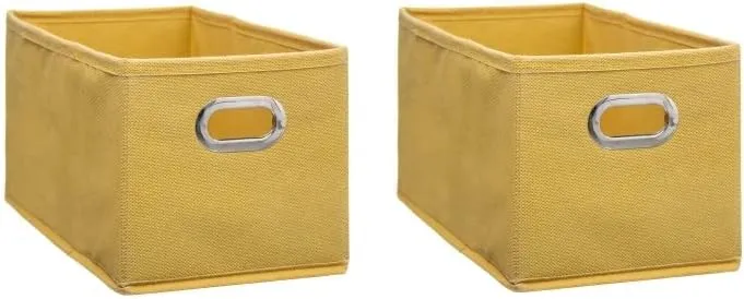 Cajas de Almacenamiento de Tela Cesta Organizador Plegable Pack de 2 Unidades Mostaza DamDamGo