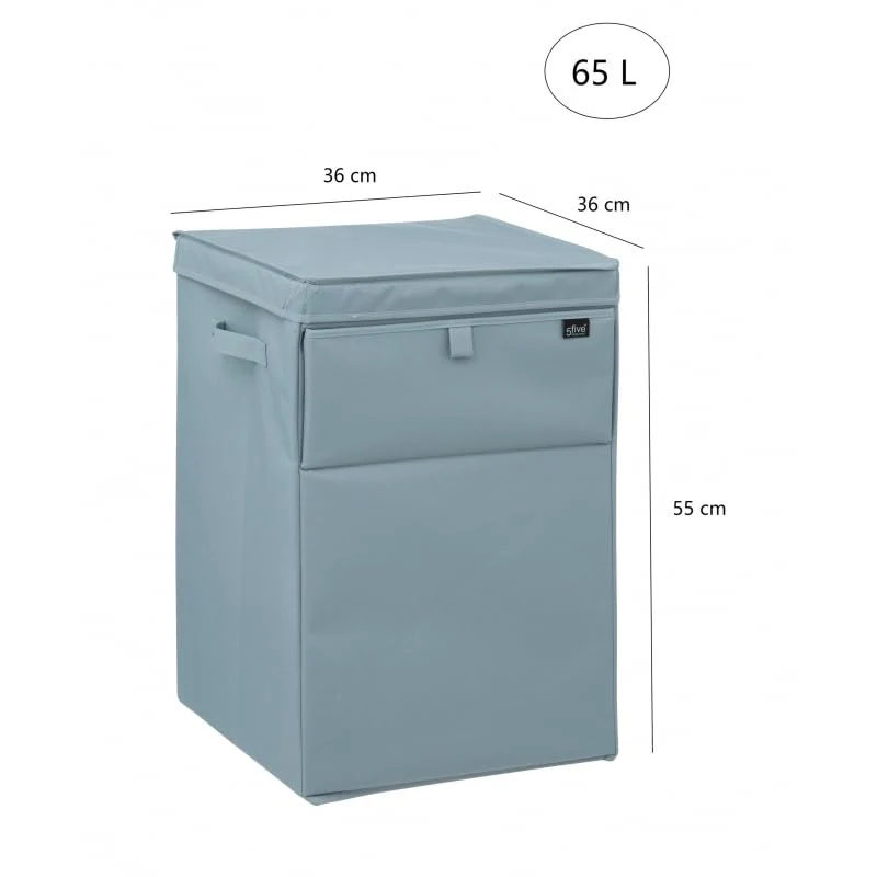 Cesto de Ropa Sucia con Tapa 65L Para la Ropa Lavanderí Organización de Ropa, Rectangular Azul damdamgo