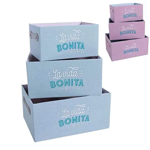 Juego de 3 cestas Vida Bonita Azul damdamgo