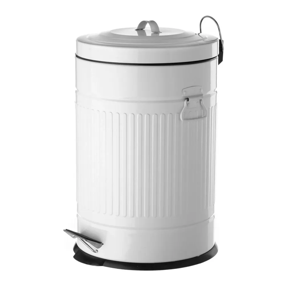 Papelera de 20 litros industrial blanca de acero para cocina Basic damdamgo