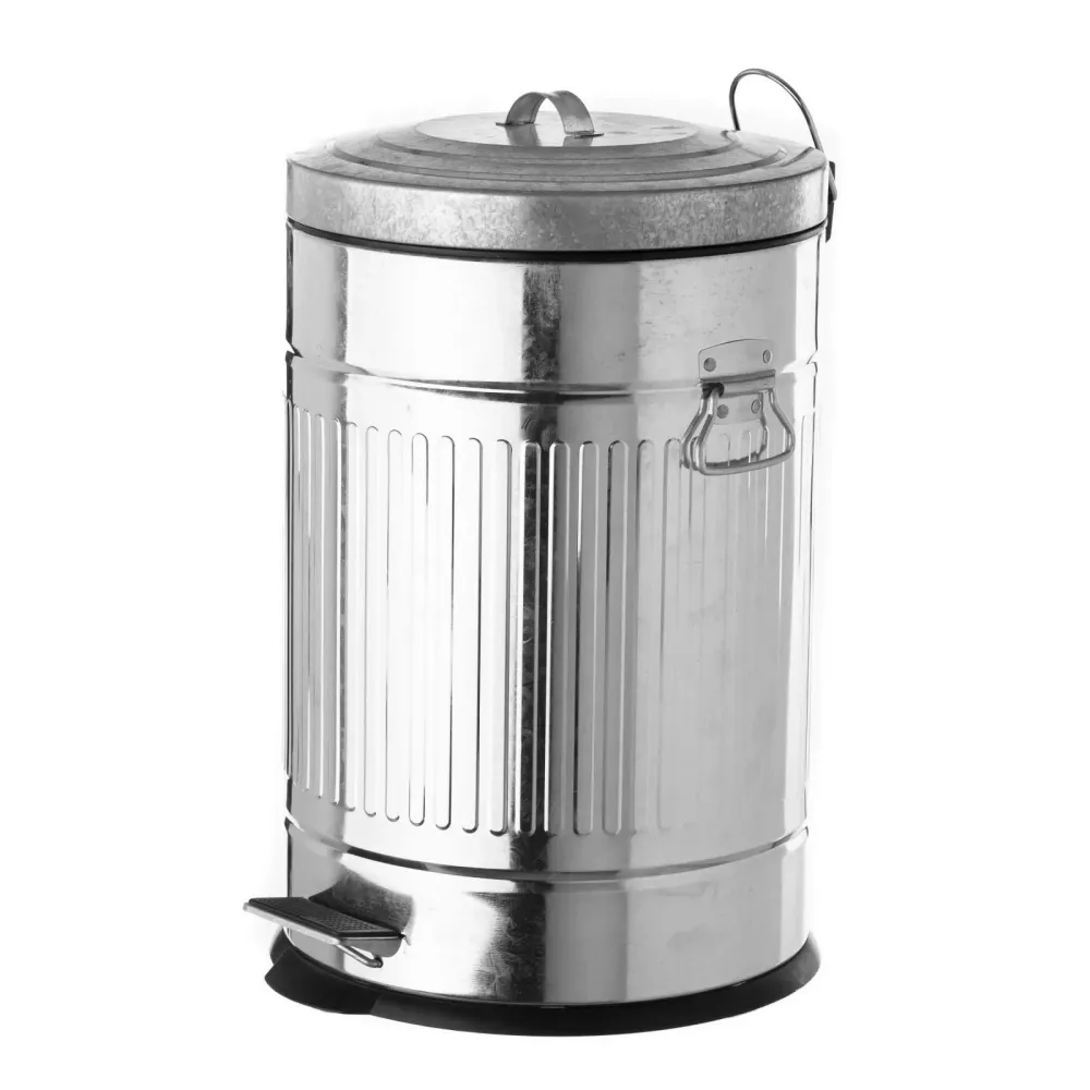 Papelera de 20 litros industrial plateada de metal para cocina Basic damdamgo