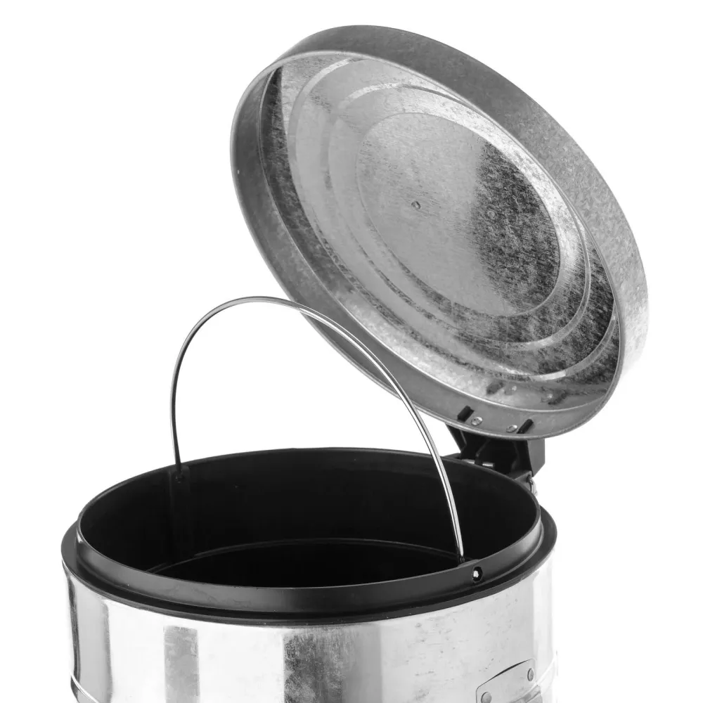 Papelera de 20 litros industrial plateada de metal para cocina Basic damdamgo