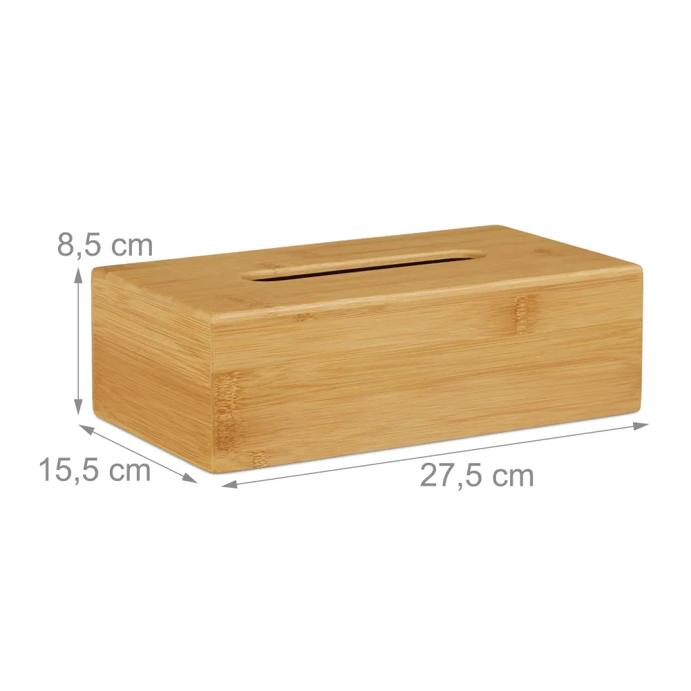 Set 2 Cajas de Bambú para Pañuelos, Dispensador de Toallitas Desmaquillantes, Madera Veteada, 8,5x27,5x15,5 cm, Natural da...