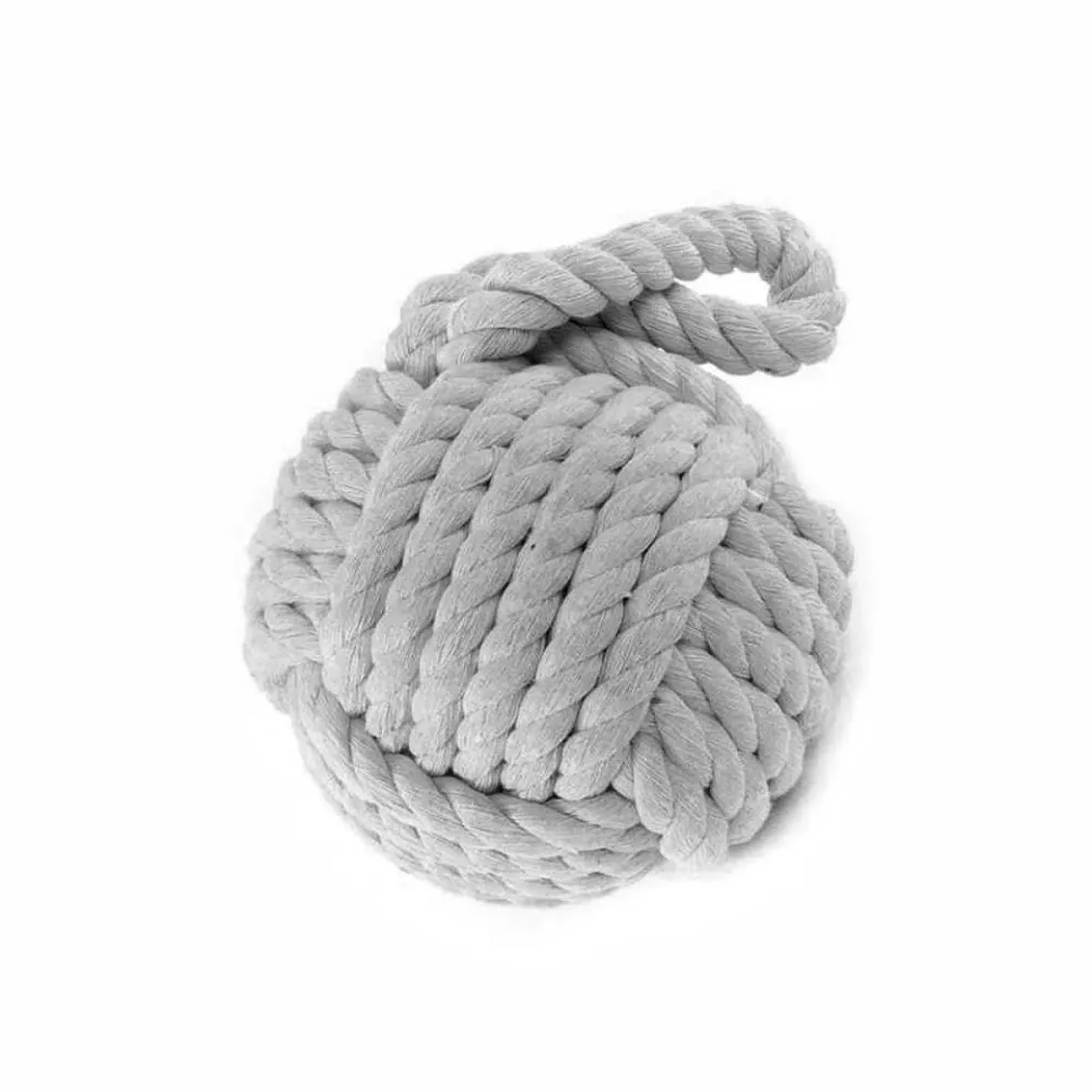 Sujetapuertas Algodon, Tope Puerta Con Cuerda, 15x15x15 (TOPE PUERTA - BOLA) Gris damdamgo