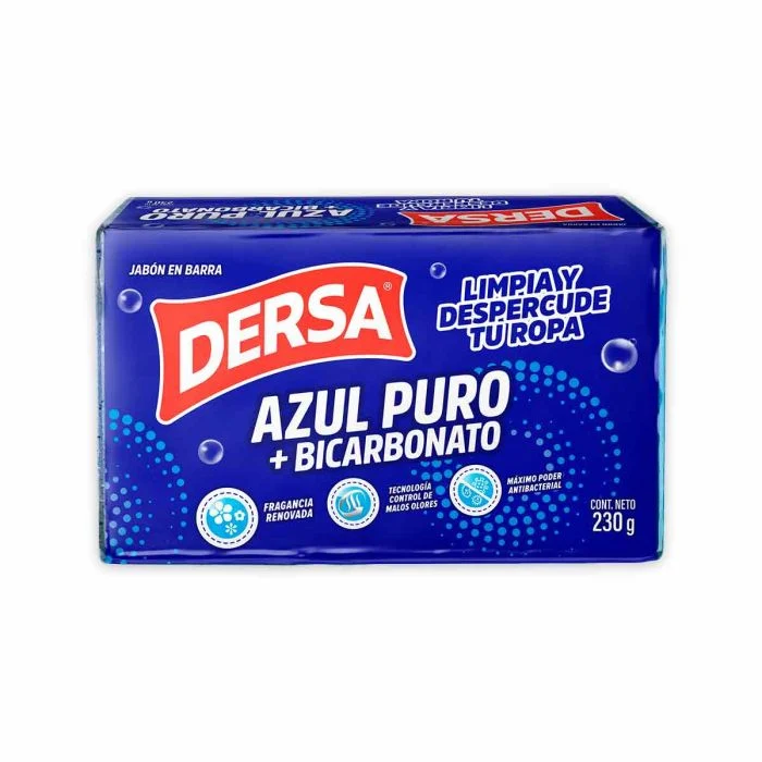 Jabon En Barra Dersa 230 gr Azul Puro + Bicarbonato